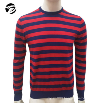 Autumn Winter Crew Neck knitted Pullover SUPIMA COTTON Stripe Men Sweater knitwear mens sweaters 2019